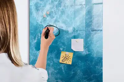 Pizarra magnética borrable de cristal con diseño de agua de mar y océano