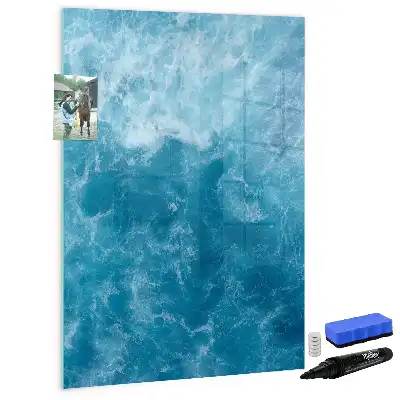 Pizarra magnética borrable de cristal con diseño de agua de mar y océano
