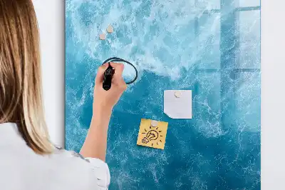 Pizarra magnética borrable de cristal con diseño de agua de mar y océano