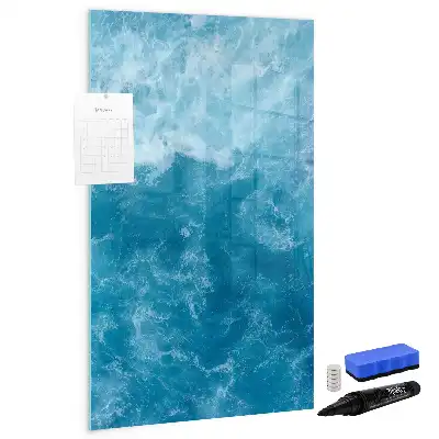 Pizarra magnética borrable de cristal con diseño de agua de mar y océano