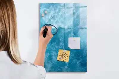 Pizarra magnética borrable de cristal con diseño de agua de mar y océano