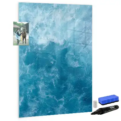 Pizarra magnética borrable de cristal con diseño de agua de mar y océano