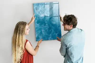 Pizarra magnética borrable de cristal con diseño de agua de mar y océano