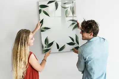 Pizarra magnética decorativa con rotulador con marco de diseño de hojas verdes