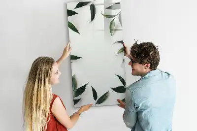 Pizarra magnética decorativa con rotulador con marco de diseño de hojas verdes