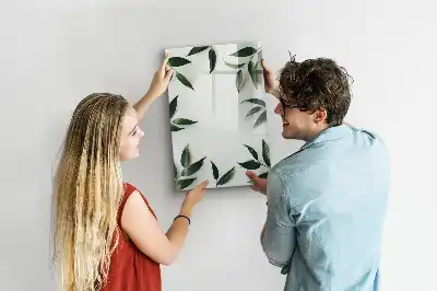 Pizarra magnética decorativa con rotulador con marco de diseño de hojas verdes