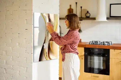 Pizarra magnética borrable de cristal con diseño de abstracción dorada de olas