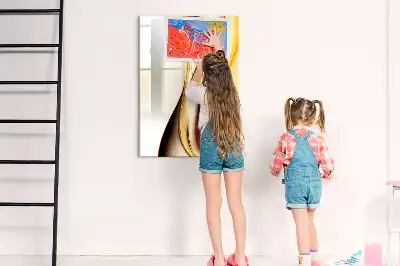 Pizarra magnética borrable de cristal con diseño de abstracción dorada de olas