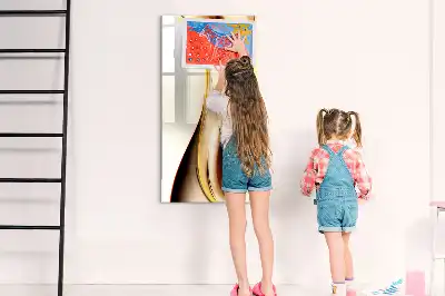 Pizarra magnética borrable de cristal con diseño de abstracción dorada de olas