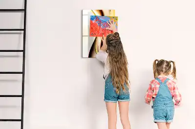 Pizarra magnética borrable de cristal con diseño de abstracción dorada de olas
