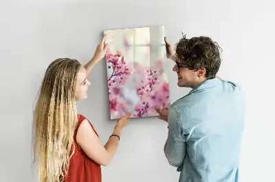 Pizarra magnética de cristal borrable con diseño de flores de primavera