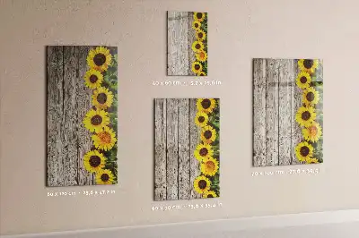 Pizarra magnética decorativa diseño de girasoles sobre madera con rotulador