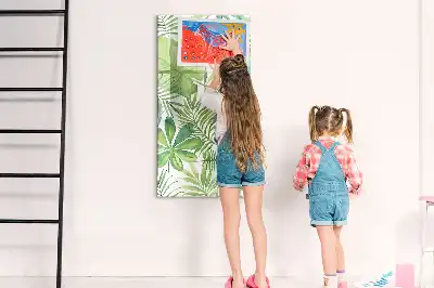 Pizarra magnética de cristal borrable con diseño de hojas en acuarela