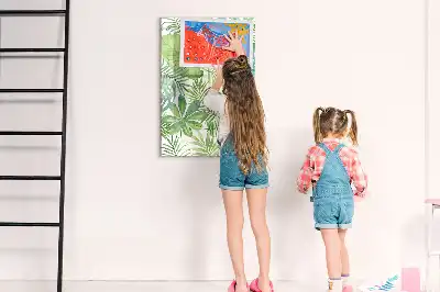 Pizarra magnética de cristal borrable con diseño de hojas en acuarela