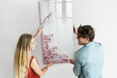 Pizarra magnética de cristal borrable diseño de flores sobre madera