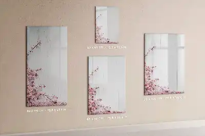 Pizarra magnética de cristal borrable diseño de flores sobre madera