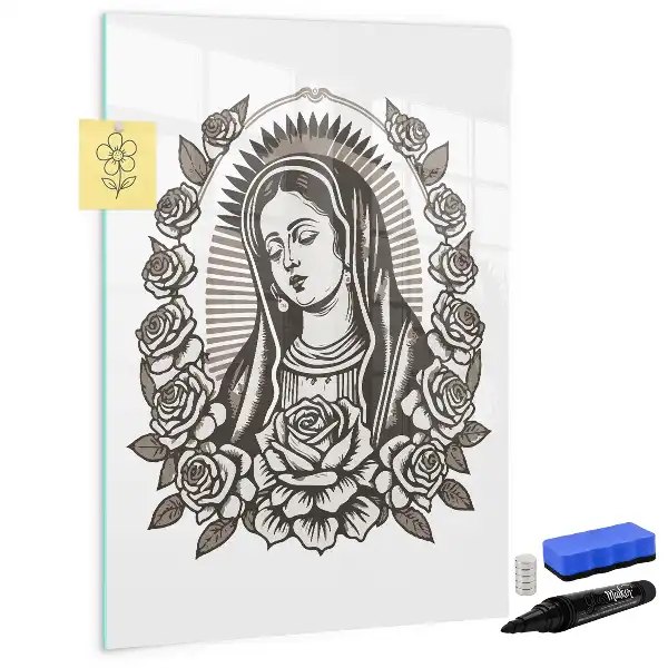 Pizarra magnética de cristal borrable diseño Nuestra Señora de Guadalupe