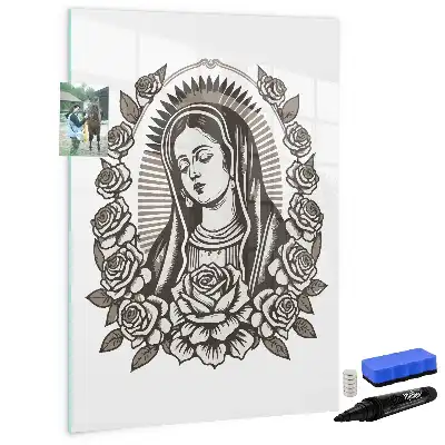 Pizarra magnética de cristal borrable diseño Nuestra Señora de Guadalupe