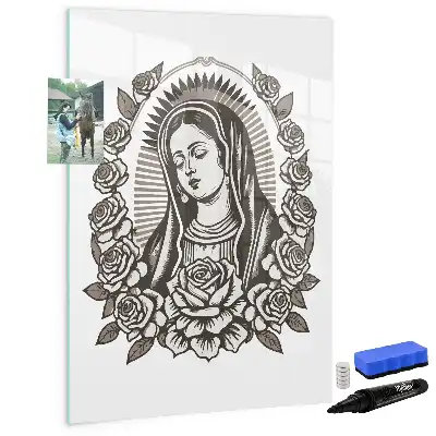 Pizarra magnética de cristal borrable diseño Nuestra Señora de Guadalupe