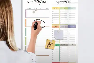 Pizarra magnética de cristal borrable de diseño semanal