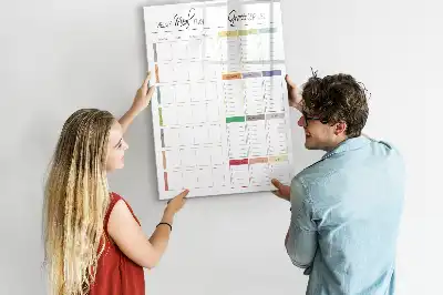 Pizarra magnética de cristal borrable de diseño semanal
