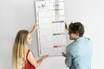 Pizarra magnética de cristal borrable de diseño semanal