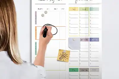 Pizarra magnética de cristal borrable de diseño semanal