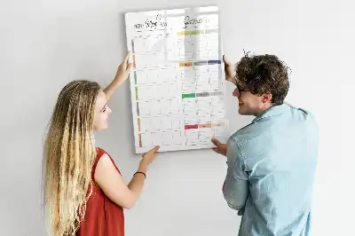 Pizarra magnética de cristal borrable de diseño semanal