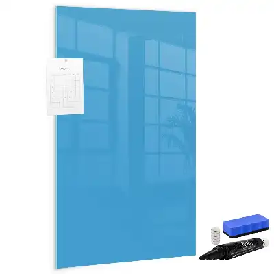 Pizarra magnética borrable de cristal de color azul claro