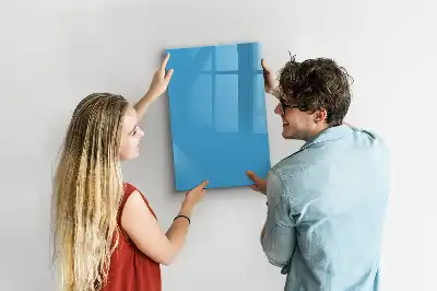 Pizarra magnética borrable de cristal de color azul claro