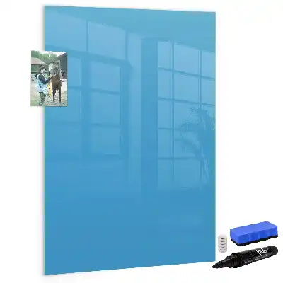 Pizarra magnética borrable de cristal de color azul claro