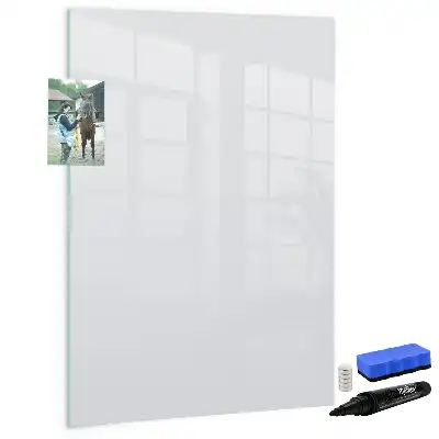 Pizarra magnética borrable de cristal en color blanco roto