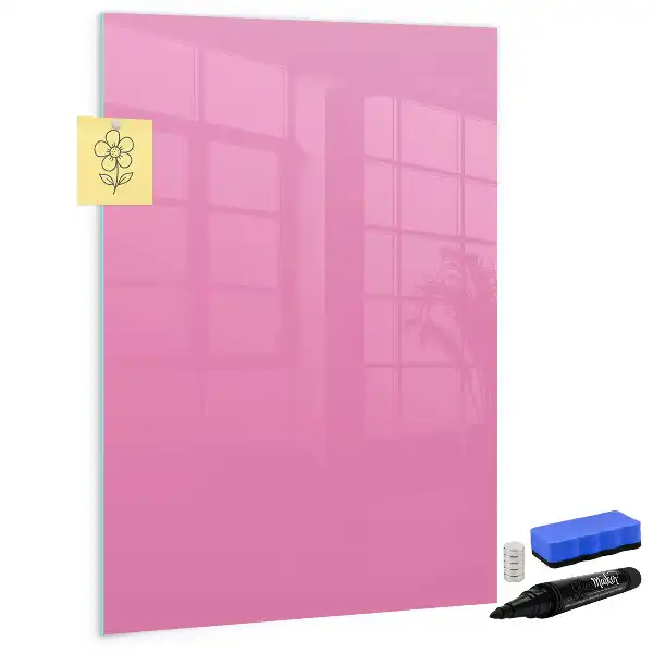 Pizarra magnética borrable de cristal de color rosa