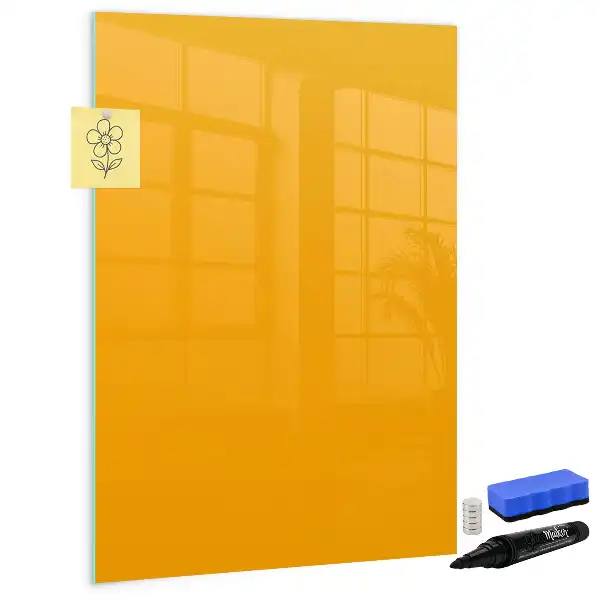 Pizarra magnética borrable de cristal de color amarillo oro