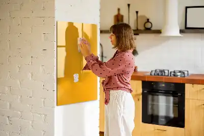 Pizarra magnética borrable de cristal de color amarillo oro