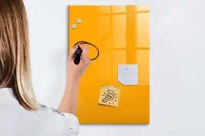 Pizarra magnética borrable de cristal de color amarillo oro