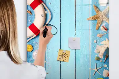 Pizarra magnética borrable de cristal set para amantes de la playa