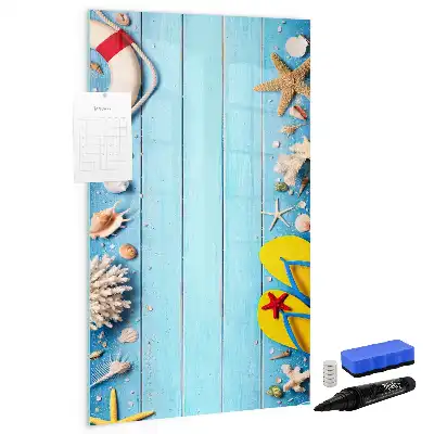 Pizarra magnética borrable de cristal set para amantes de la playa
