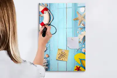 Pizarra magnética borrable de cristal set para amantes de la playa