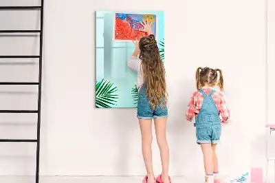 Pizarra magnética decorativa con rotulador diseño de hojas exóticas