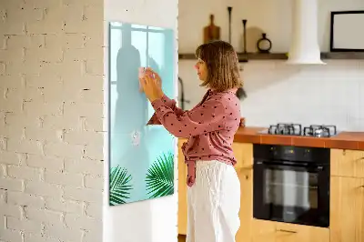 Pizarra magnética decorativa con rotulador diseño de hojas exóticas
