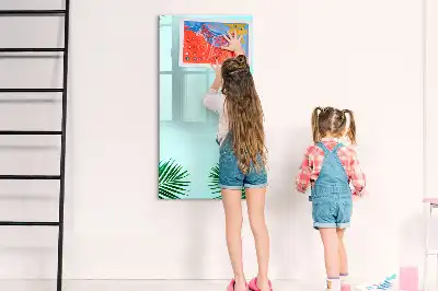 Pizarra magnética decorativa con rotulador diseño de hojas exóticas