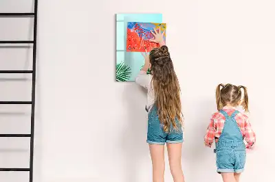 Pizarra magnética decorativa con rotulador diseño de hojas exóticas