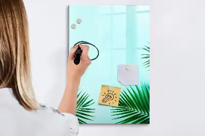 Pizarra magnética decorativa con rotulador diseño de hojas exóticas