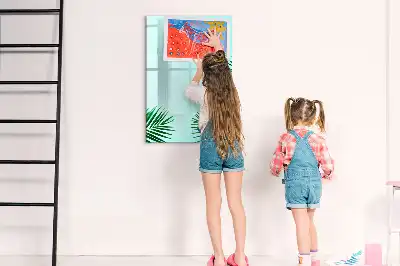 Pizarra magnética decorativa con rotulador diseño de hojas exóticas