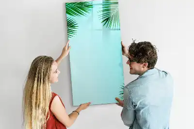 Pizarra magnética de cristal diseño de hojas de palma borrable