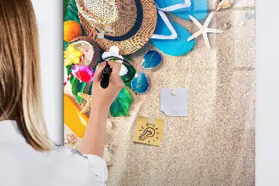 Pizarra magnética borrable de cristal diseño de playa de arena