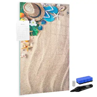 Pizarra magnética borrable de cristal diseño de playa de arena
