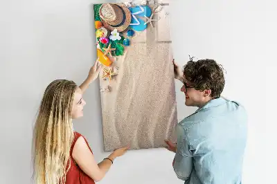 Pizarra magnética borrable de cristal diseño de playa de arena