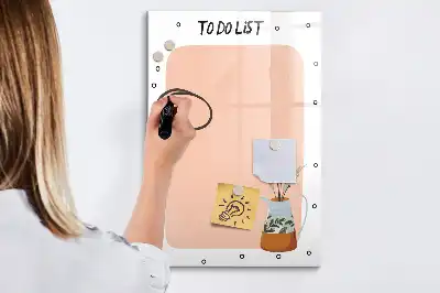 Pizarra magnética de cristal borrable diseñada para lista de tareas pendientes